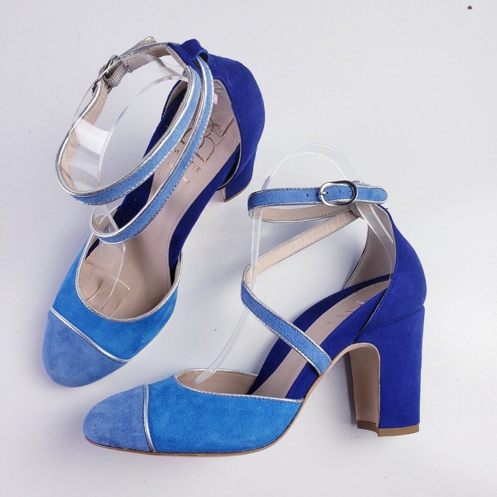 Mavette Nala D'orsay Pump Round Toe  Blue Suede Women's Size 38/ US 8